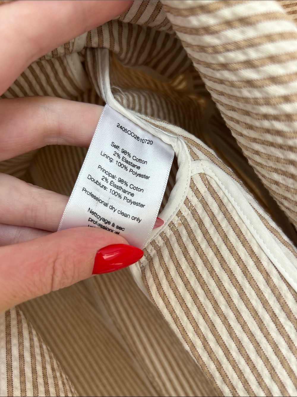 Veronica Beard Beige Pinstripe Double-Breasted Seersucker Blazer - Picture 6 of 7